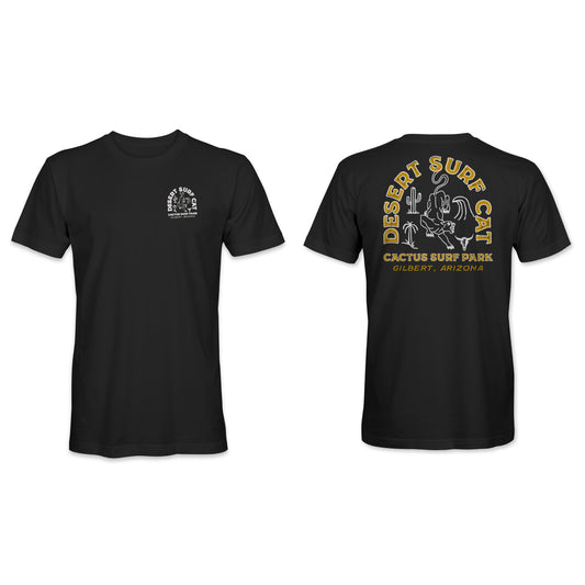 Desert Surf Cat  Men's & Youth S/S T-Shirt - Black