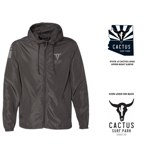 Cactus Surf Park ICON - Lightweight / Front Zip Hooded Shell - Graphite